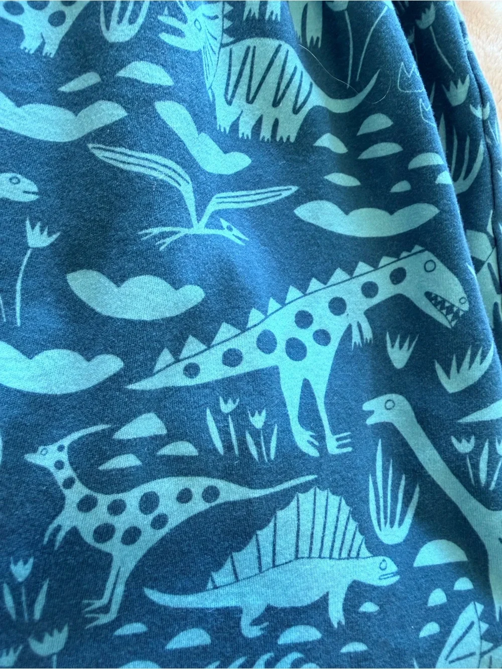 Girls' Teal Dinosaur Print Casual Dress